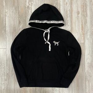 PINK Black Hoodie with Sequin Dog Logo